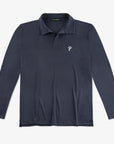 Granatowa, męska koszulka polo z długim rękawem. Men's longsleeve polo shirt in navy blue.