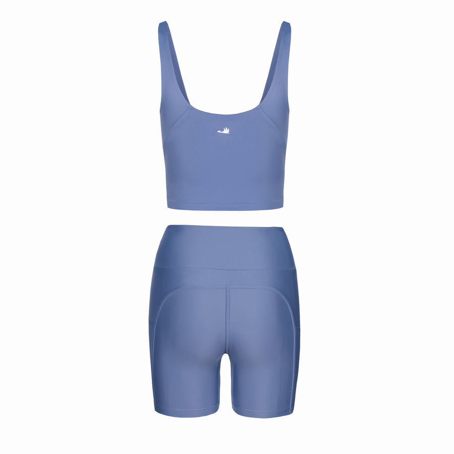 Komplet sportowych ubrań dla kobiet w kolorze stalowego niebieskiego. Steel blue sportswear for women.