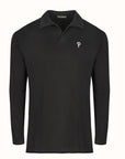 Czarna koszulka polo z długim rękawem. Black longsleeve polo shirt.