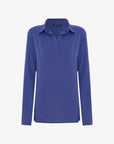 blue longsleeve polo for women's golf