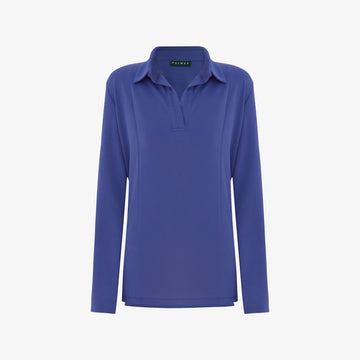 blue longsleeve polo for women's golf